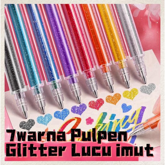 

CUCI GUDANG [COD] Pena Warna Warni Pulpen lucu Glitter 1 Sse 7 Warna Aesthetic Highlighter