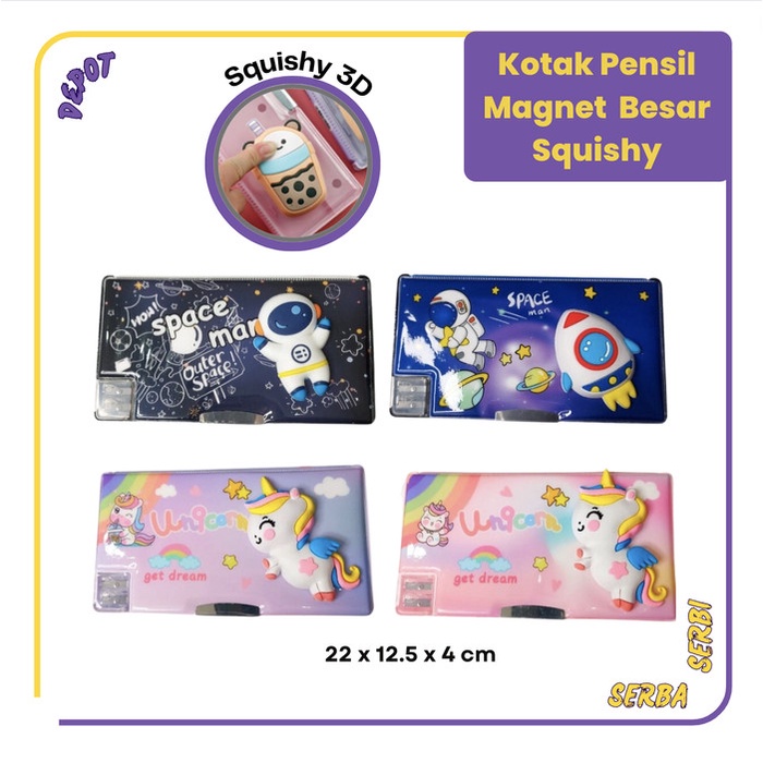 

HEMAT Kotak Tempat Pensil Magnet Besar Squishy 3D Perlengkapan Sekolah Anak