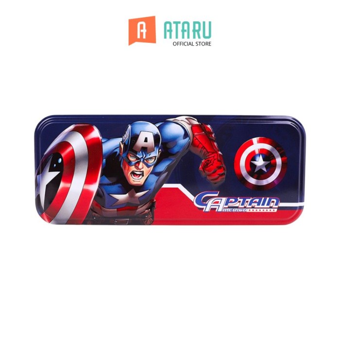 

BERGARANSI Ataru Tempat Pensil Captain America - Biru/Merah Kotak Pensil Pulpen Pencil Case Tempat