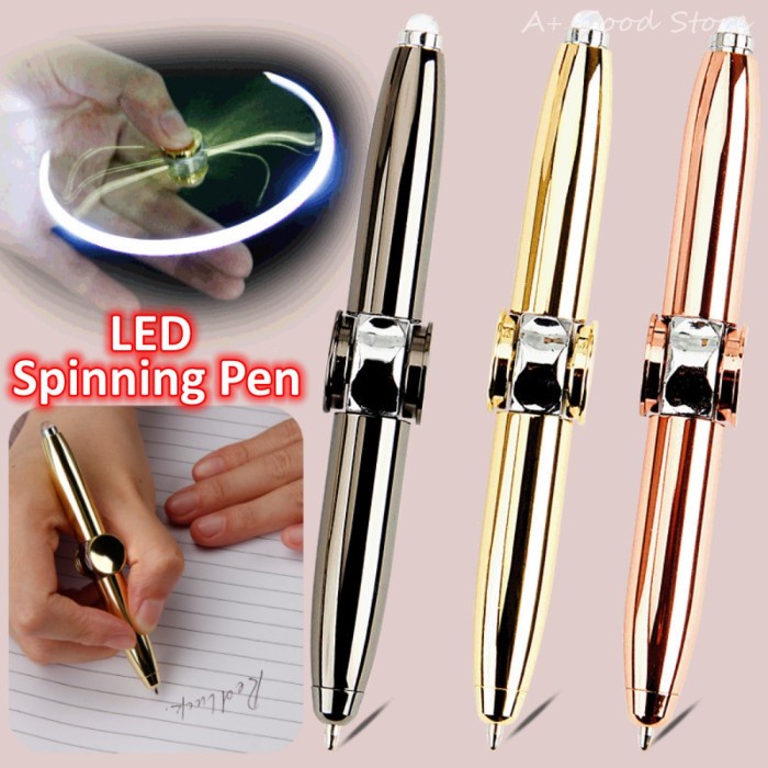 

SALE Led Spinning Pen Fidget Anxiety Decompression Gyro Metal Ballpoint Pen Office School Supplies