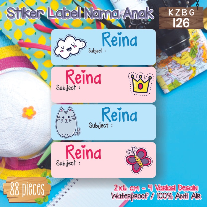 

PRODUK TERBATAS stiker label nama anak waterproof pensil sepatu sekolah botol KZBG-126
