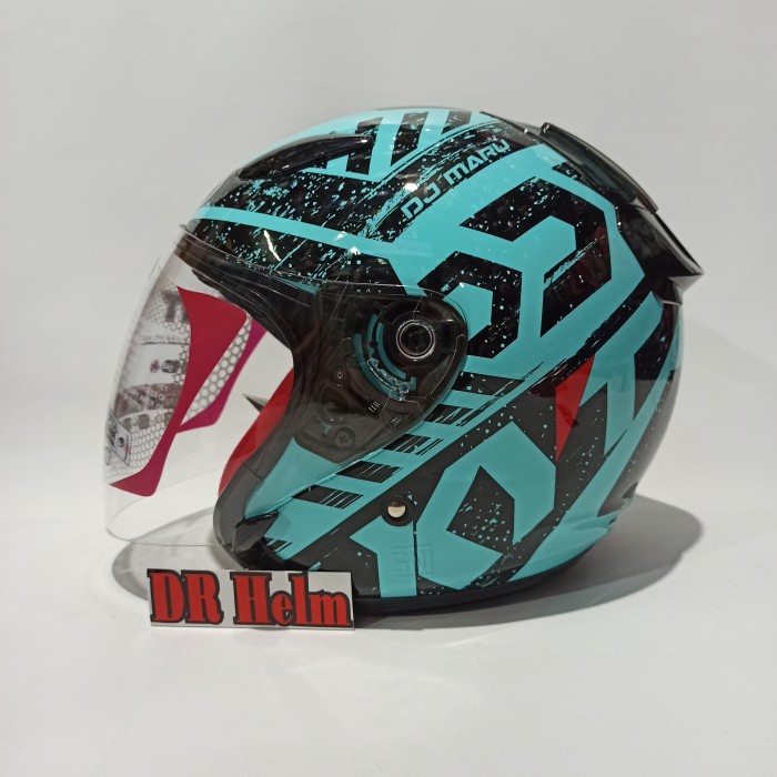 Helm Kyt Dj Maru Motif #16 Aqua Blue Black
