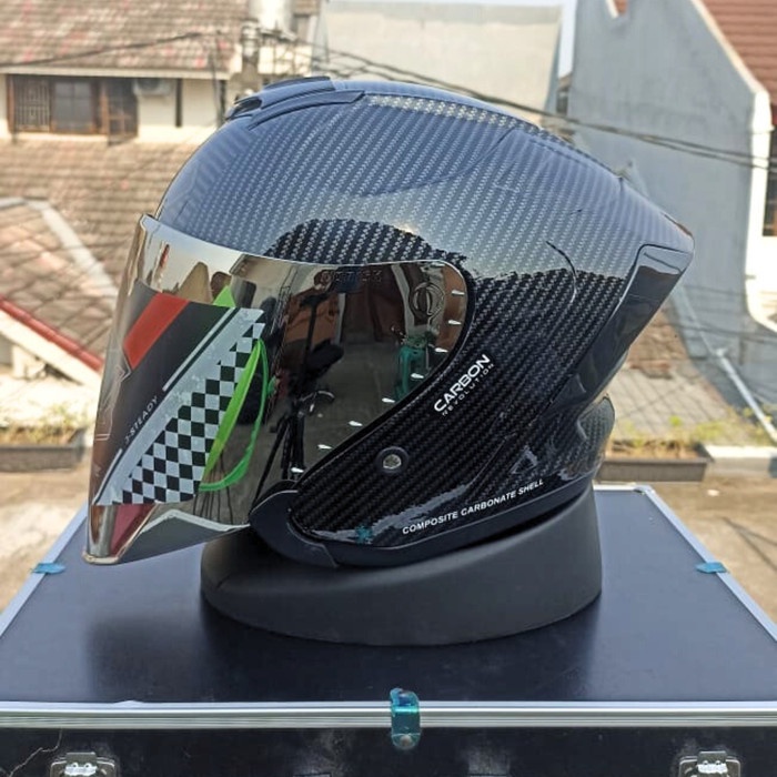 Helm Js Armor Motif Carbon Half Face / Helm Half Face / Helm Js Armor