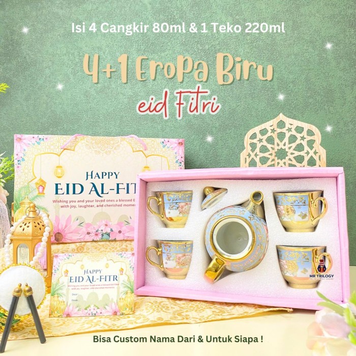 TERBARU Cangkir Teko TeaPot Set 5in1 Hampers Gelas Teh Kopi Pot Gaya Eropa