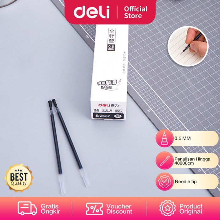 

Deli Gel Pen Refill /Isi Pulpen Gel 0.5 mm Penulisan Hingga 400 m S207