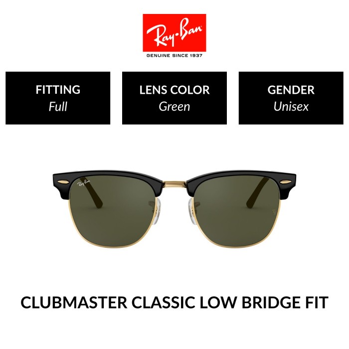 HOT SALE RAY-BAN CLUBMASTER RB3016F W0365 Full Fit Kacamata Hitam 55mm