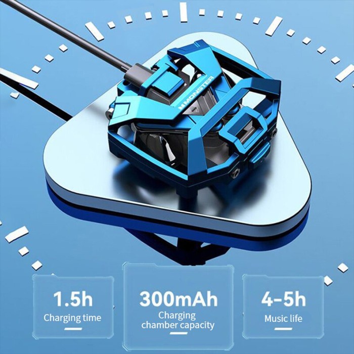 Monster Xkt09 Wireless Bluetooth Earphone Headset Earbuds Tws Gaming