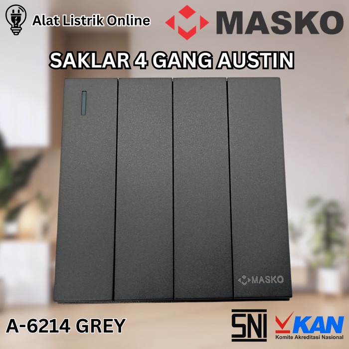 MASKO IB SAKLAR 4 GANG GREY A-6214 (A-6214) AUSTIN SNI ORI