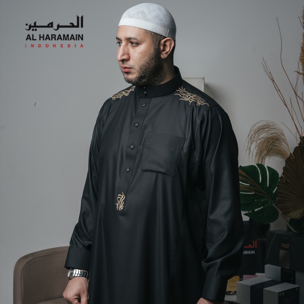 Al Haramain Jubah / Gamis Pria Remaja & Dewasa Premium Manset Bordir (65) / Jubah Al Haramain Putih