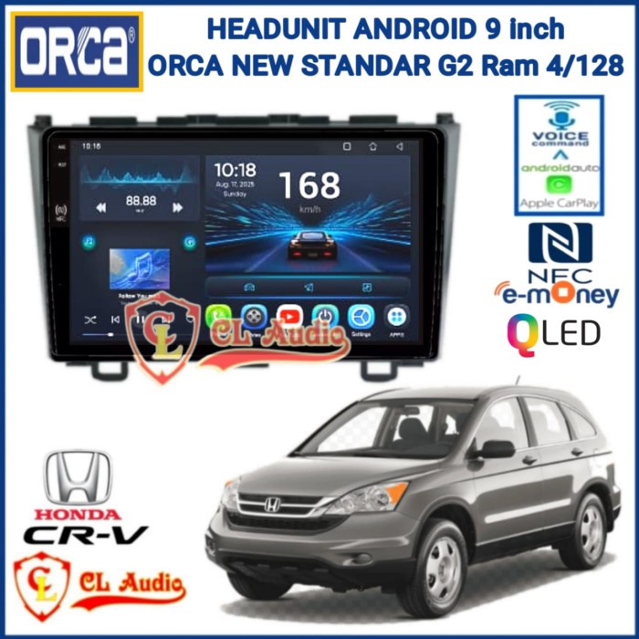 Head Unit Android 9Inch Orca Oem Honda Crv 2008-2011