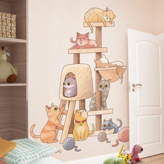 Wall Stiker Dinding Kamar Anak Kucing Lucu Animal Cat Sticker Dekorasi Kamar Wallstiker Cat Baby