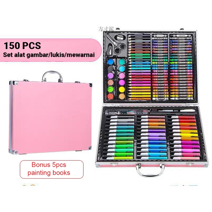 

150 Pcs Set Lukis/Mewarnai Koper Aluminium Set Crayon Pensil Wana - Bonus 5Pcs Painting Book