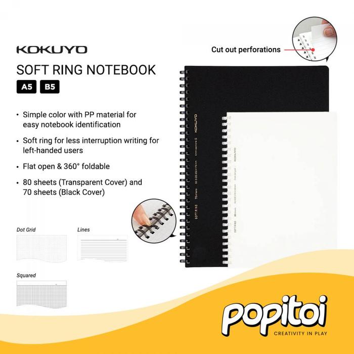 

Kokuyo Soft Ring Notebook Squared A5 B5 70 Sheets Sv437S5 Sv407S5 Note Book Buku Catatan Office