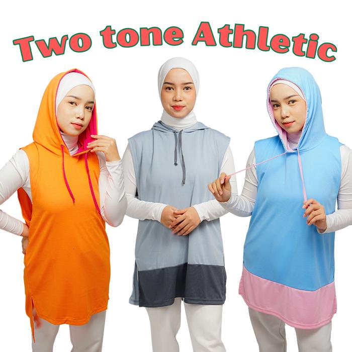 MYHABITS - Two Tone Athletic Baju atasan sport hijab instan premium dri fit panjang muslim kerudung