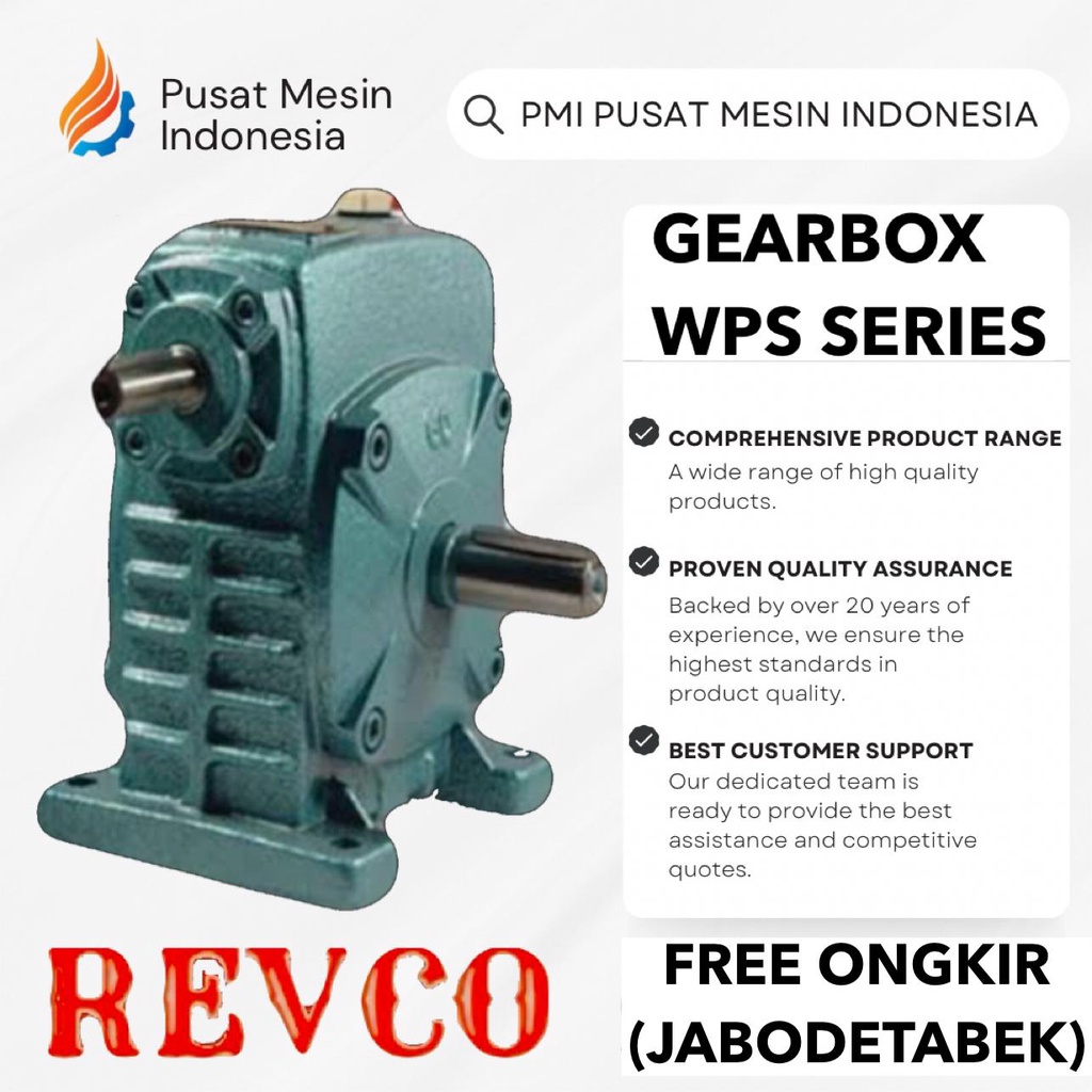 GEAR BOX REVCO WPS 100 WORM GEAR REDUCER RATIO 1:10-60/ GEARBOX WPS/ GEARBOX SPEED REDUCER WPS/ GEAR