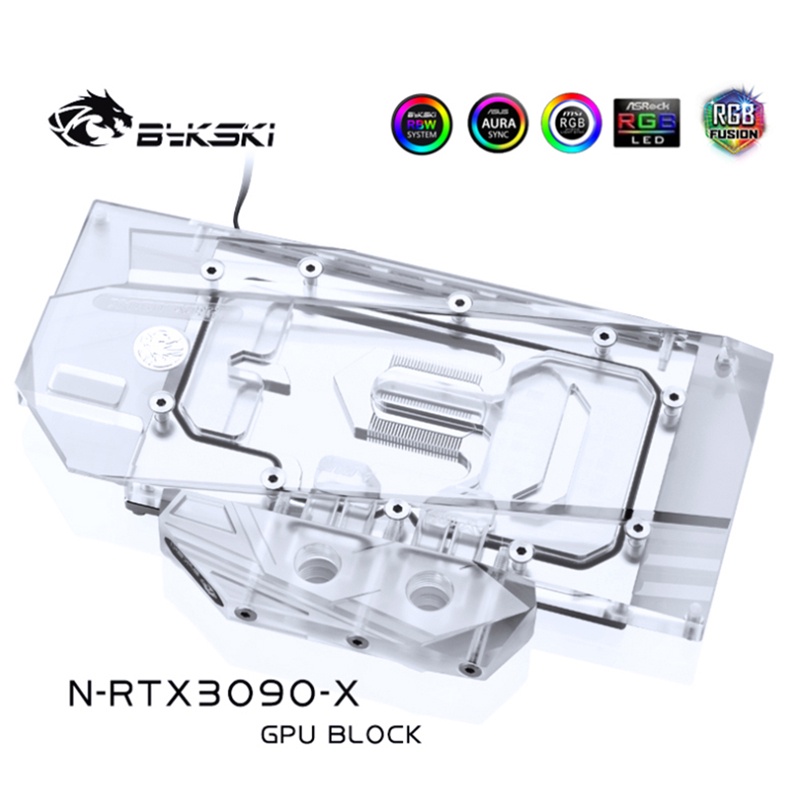 QCOOL GPU Water Block Use for NVIIDIA RTX 3090 Reference Edition/ Peladn Rtx 3090 GPU Card / Copper 
