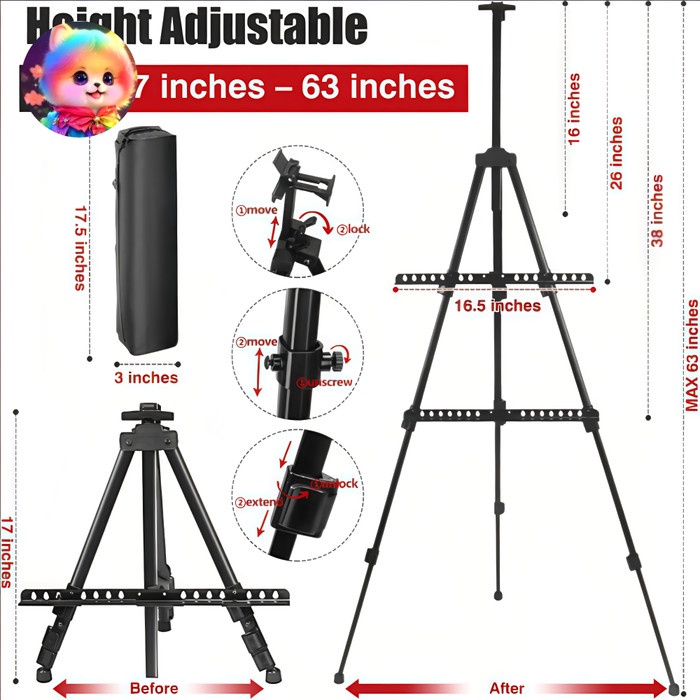 

White Board Tripod / Poster Frame / Easel Lukis