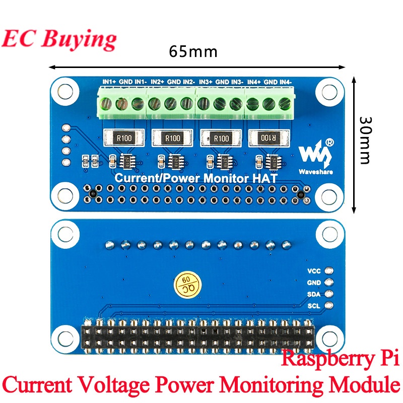 MEPI 4 Channels Power Monitor HAT for Raspberry Pi Current Voltage and Power (power consumption) Mon