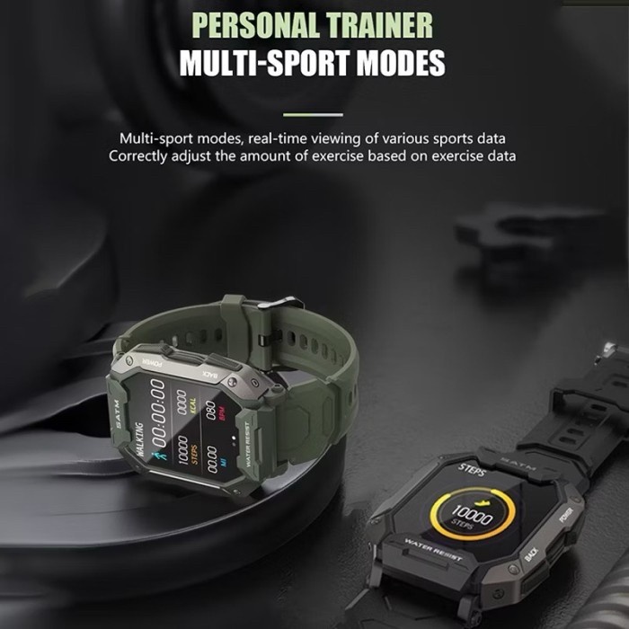 Diskon Smartwatch Sport Military Ip68 5Atm Support Strava Packing Aman