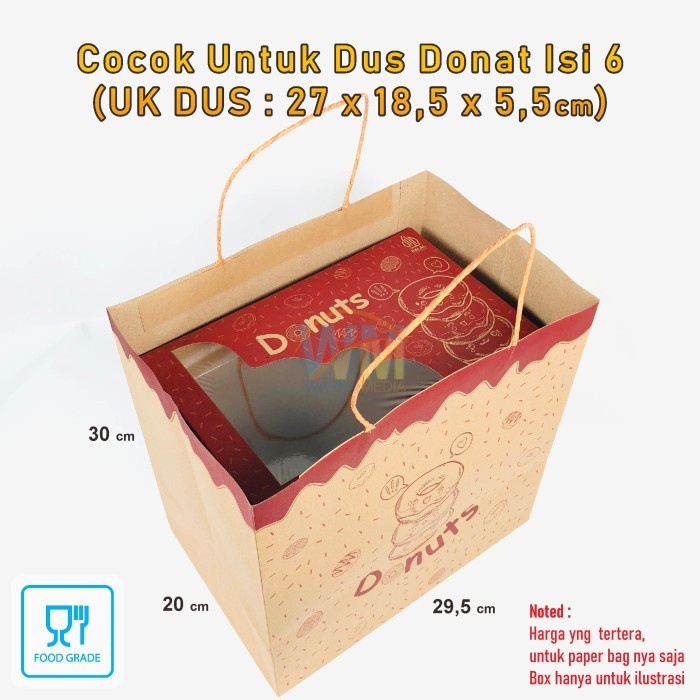 

Flashshow Paper Bag Donat Kraft / Kantong Donat Kraft / Tas Kertas UK 29,5x20
