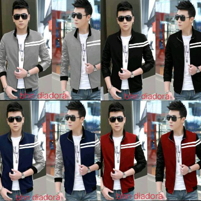 Vinnzz Jaket Bomber Pria 04 List Dua Man Men jacket cowok pakaian blazer 2020