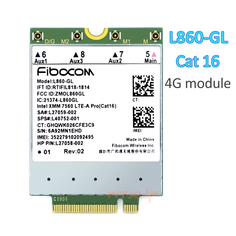 MCC Cat16 Fibocom L860-GL 4G Module Wlan Card FDD-LTE TDD-LTE For HP laptop Elitebook 830 1040 G5