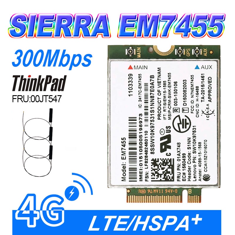 MCC WWAN Network Cards for Lenovo ThinkPad X1 Carbon EM7455 4G LTE Module 00JT547 4G Card