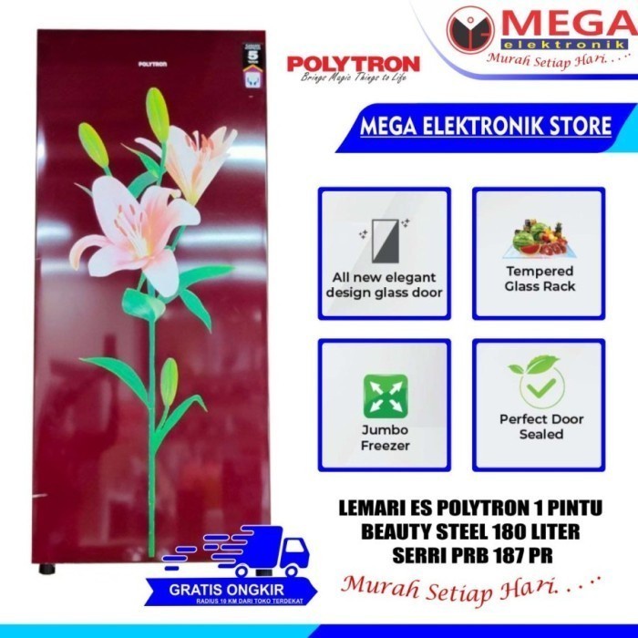 LEMARI ES POLYTRON PRB-187 / PRB 187 / PRB187 KULKAS 1 PINTU MURAH