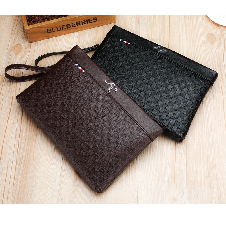HOT PRODUCT Tas Tangan Clutch Pria Cowok Dompet Tangan Besar Tipis Serbaguna Import Bahan Kulit PU