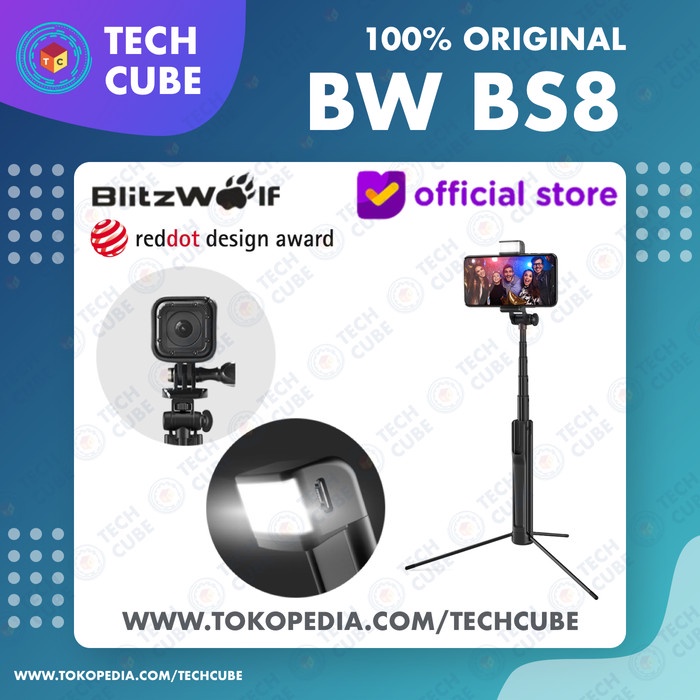 

KODE E BlitzWolf BW BS8 Tongsis Selfie Stick Tripod Lipat Mirrorless Lampu Alt BS10 Plus
