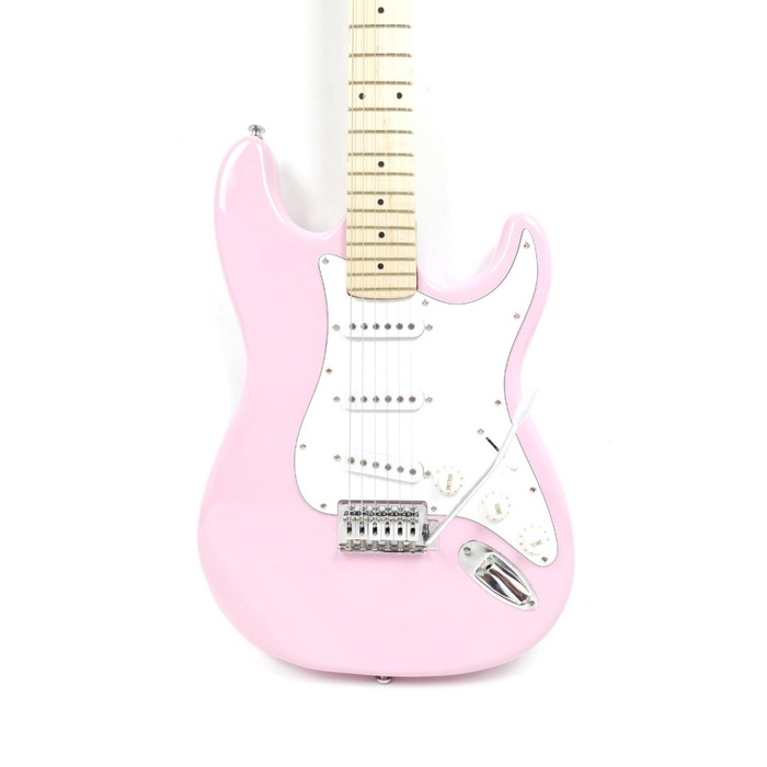 Gitar Elektrik Fender Stratocaster Pink Bonus Tas Kabel Jack Listrik