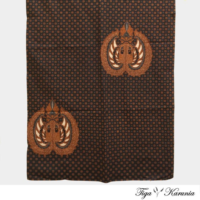 Kain Batik Print Cabut Solo Truntum Garuda Hitam Sogan Bahan Katun