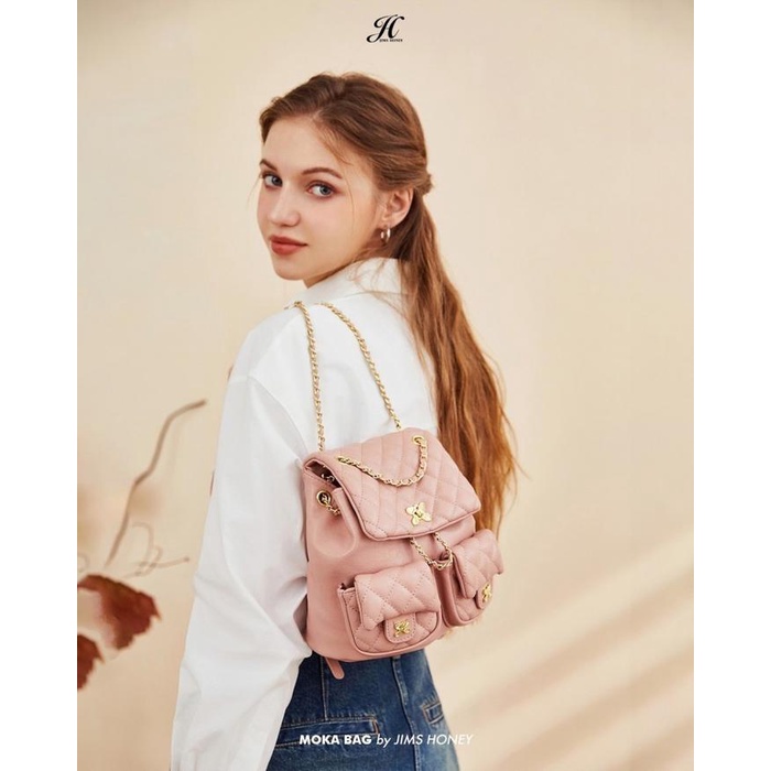 JIMS HONEY MOKA BACKPACK TAS RANSEL KERJA HANGOUT WANITA Kulit Serut Cewek