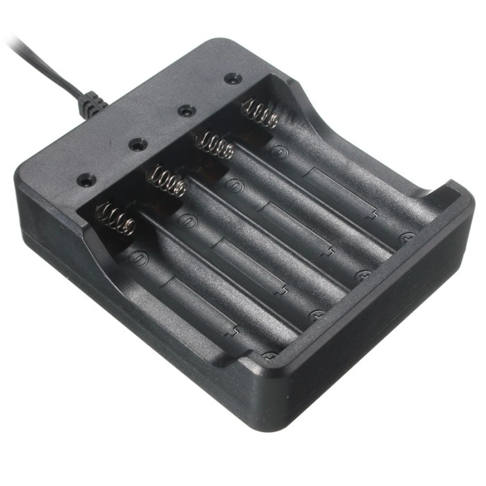 CHARGER BATERAI 18650 4 SLOT CHARGERT BATU BATERAI 18650 HD-077B BLACK KODE 882