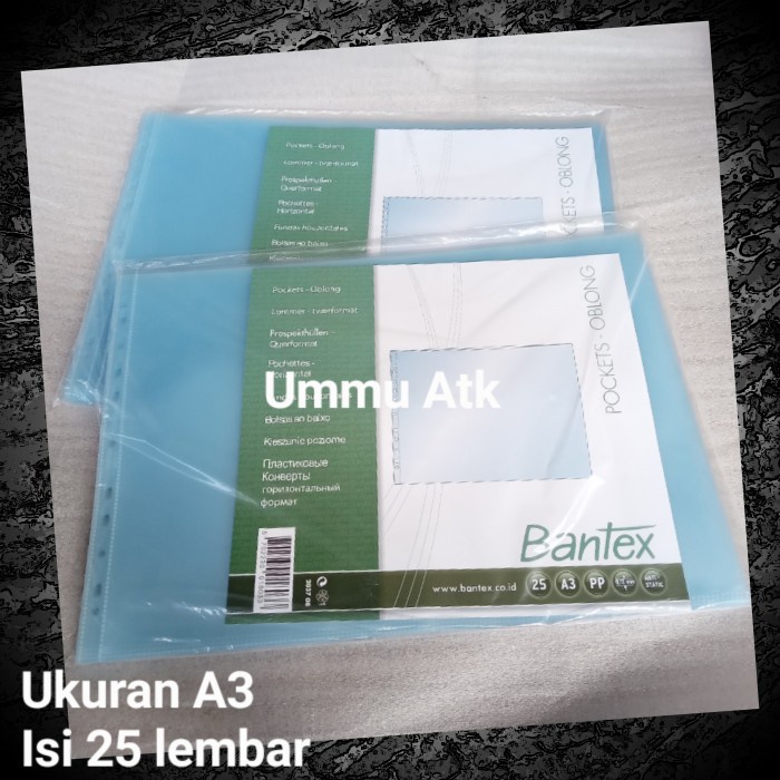 

sheet protector bantex A3 landscape 0.12mm harga 25 lembar