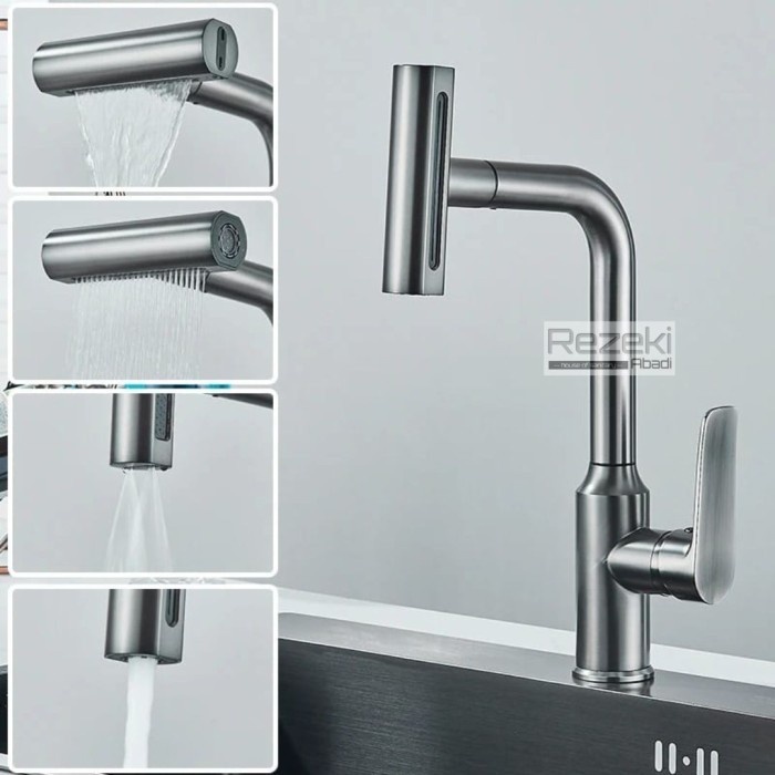 Paloma Hardcore - Kran Angsa Stainless304 Kran Dapur 4 Mode Sprayer Kran Dapur Cuci Piring Waterfall