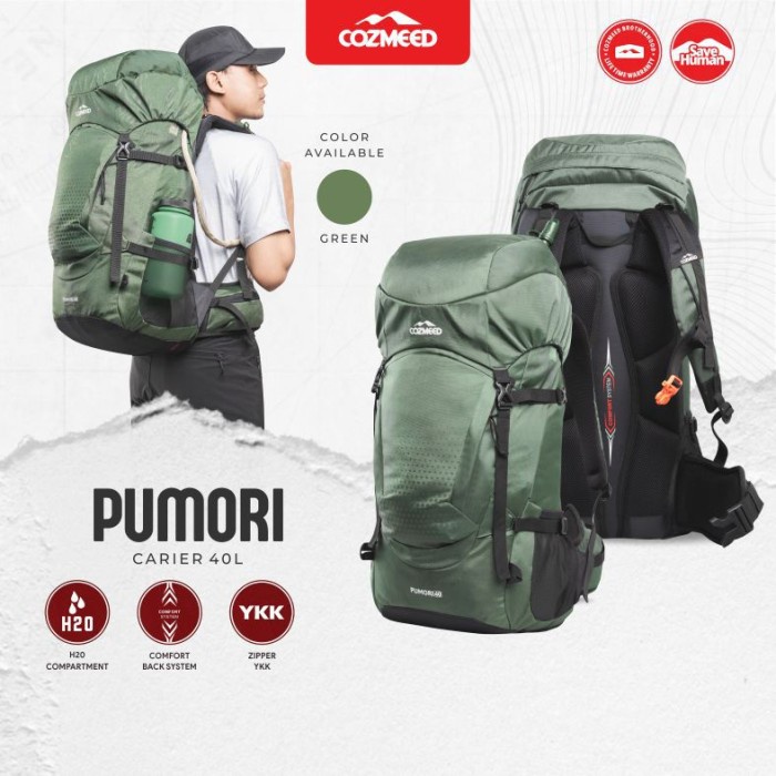 Tas Ransel Gunung Hiking Camping Pria Wanita 60Liter Cozmeed Pumori Free Cover Bag