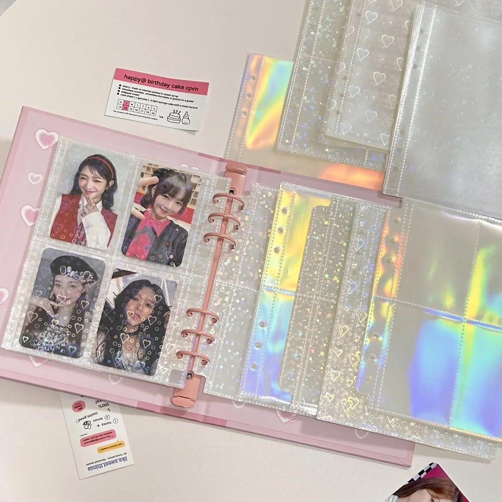 

10pcs A5 Heart Binder Sleeves Photo Album Binder 1/2/4 Pockets Inner Photo Sheets Transparent Album