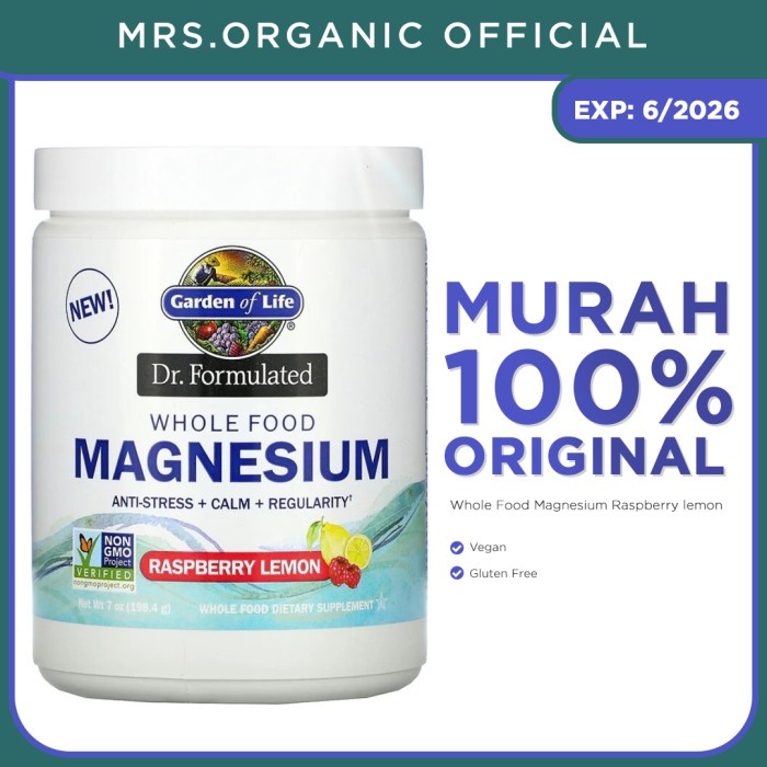 

GARDEN OF LIFE Whole Food Magnesium Raspberry lemon - anti stress calm