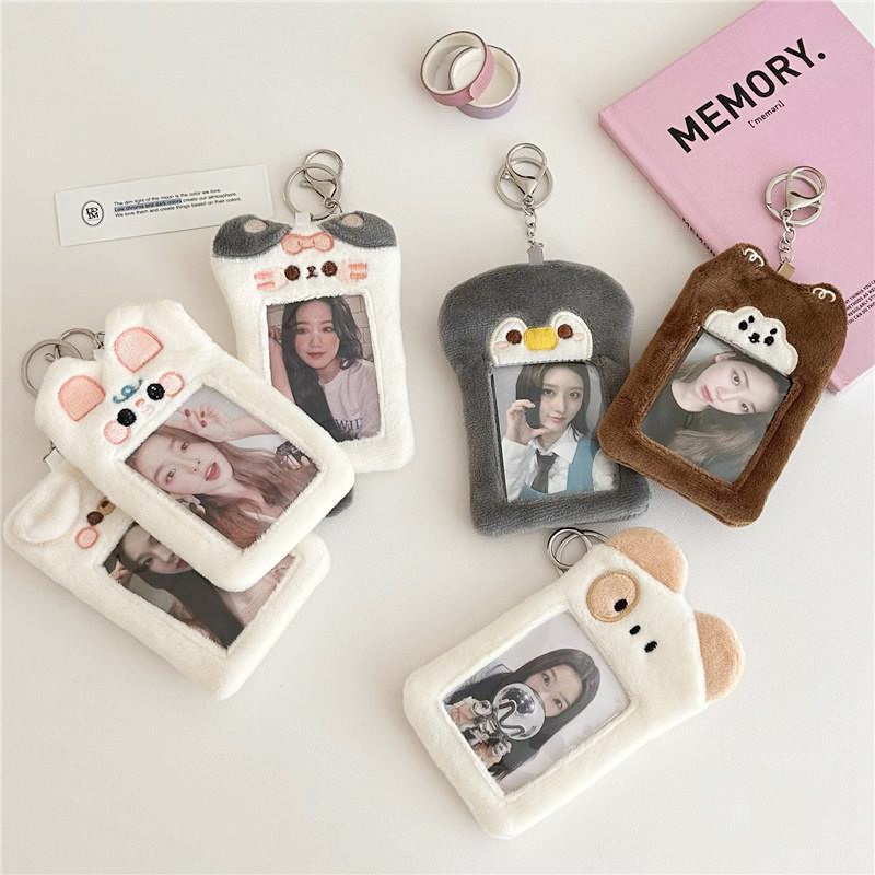 

Kawaii Plush Card Holder Kpop Card Protector Lovely Cartoon Animal Photo Sleeve Idol Photocard
