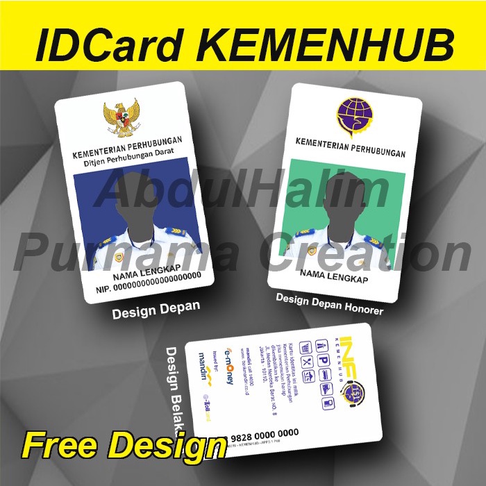 

ID Card IDcard Kemenhub Kementerian Perhubungan FREE DESIGN Kode 1150