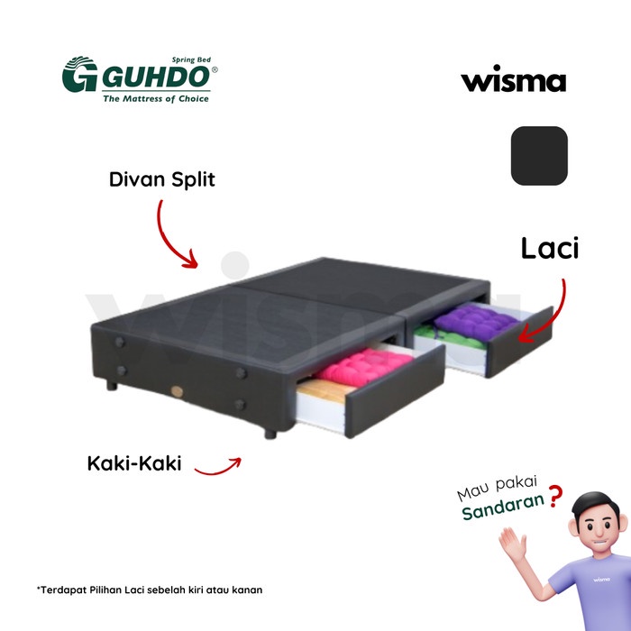 Divan Laci / Base Drawer / Rangka Tempat Tidur Kasur Springbed Busa Guhdo [Tanpa Kasur] 90x200