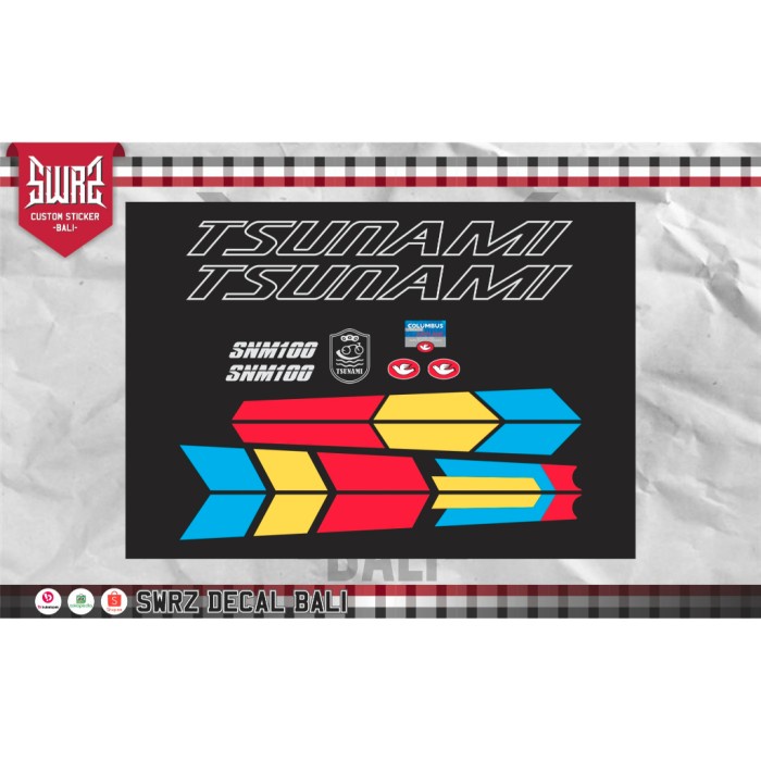 Cutting Sticker Sepeda Tsunami Snm 100 Stiker Decal New