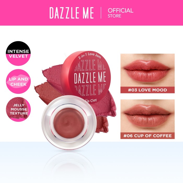 dazzle me 2 in 1 love jam lip clay/soft jelly mousse lipstik cheek [kualitas terbaik]