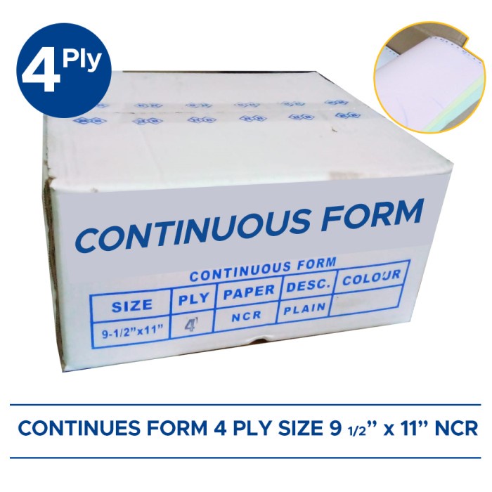 

Bisa Spk! Kertas Continues Form 4 Ply Ncr 9 1/2 X 11 Inch Paper