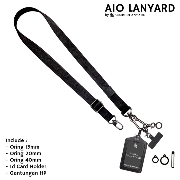 

Sumber Lanyard Tali Id Card Nylon Adjustable - AIO Black 2 cm Kode 718