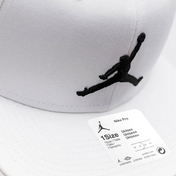Topi Nike Jordan Pro Jumpman Snapback Hat White Original