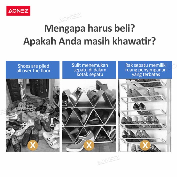 Aonez rak sepatu 4 tingkat rumah Tempat Sepatu