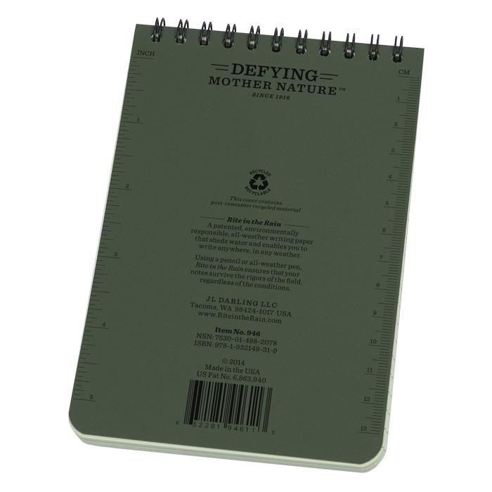 

Rite in the Rain - 946 Top-Spiral 4x6" Notebook - Buku Lapangan Tactical Anti Air Water Resist Proof