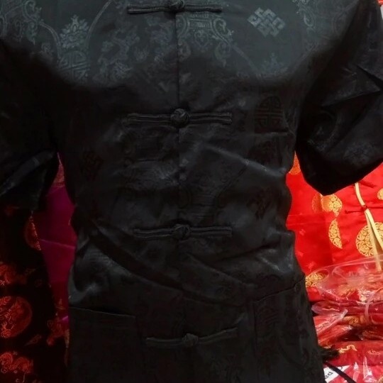 Promo... Cheongsam Atasan Lengan Pendek Pria Khusus Hitam